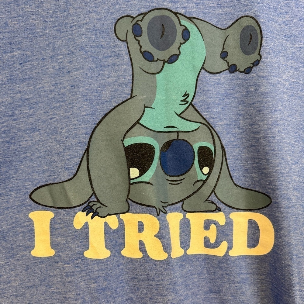 Disney Stitch "I TRIED" Blue Short Sleeve Tee Size S - Picture 5 of 13
